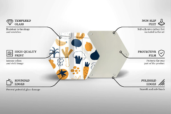 Kuchynská doska veľká zo skla Jedlo ilustrácie