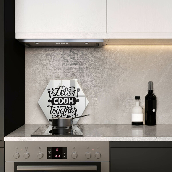 Kuchynská doska veľká zo skla Let's cook together