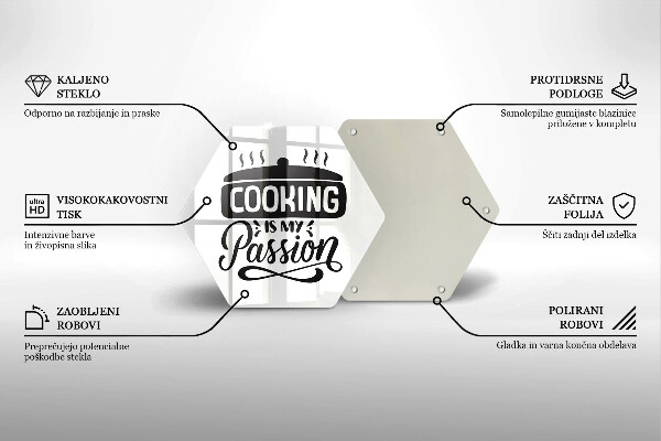 Kuchynská doska veľká zo skla Cooking is my passion