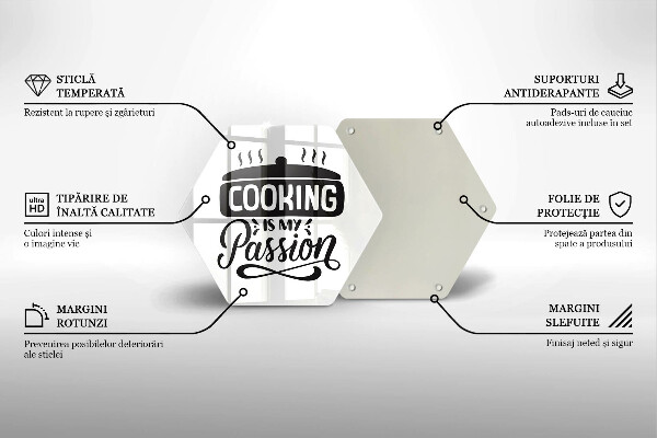 Kuchynská doska veľká zo skla Cooking is my passion