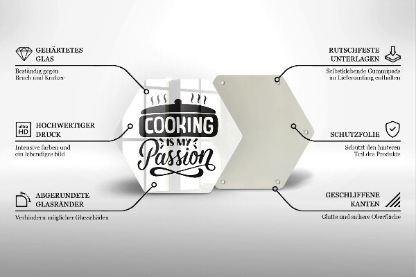 Kuchynská doska veľká zo skla Cooking is my passion