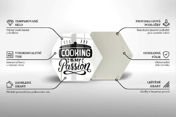 Kuchynská doska veľká zo skla Cooking is my passion