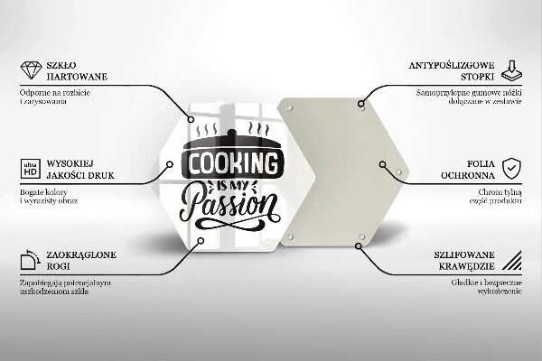 Kuchynská doska veľká zo skla Cooking is my passion