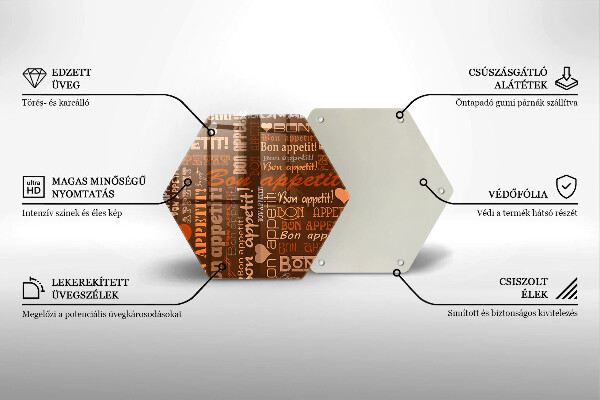 Kuchynská doska veľká zo skla Bon Appetit titulky