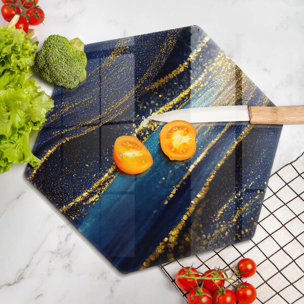 Kuchynská doska veľká zo skla Námornícka modrá abstrakcia