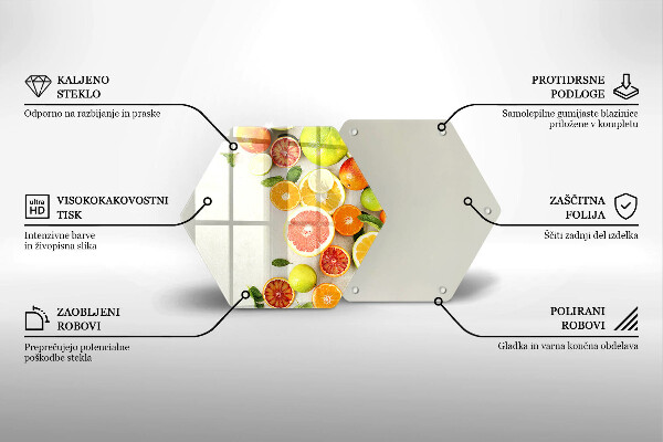 Kuchynská doska veľká zo skla Citrusové ovocie