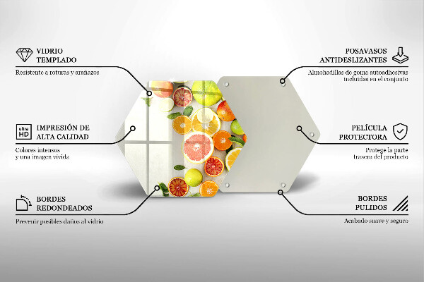 Kuchynská doska veľká zo skla Citrusové ovocie
