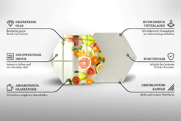 Kuchynská doska veľká zo skla Citrusové ovocie