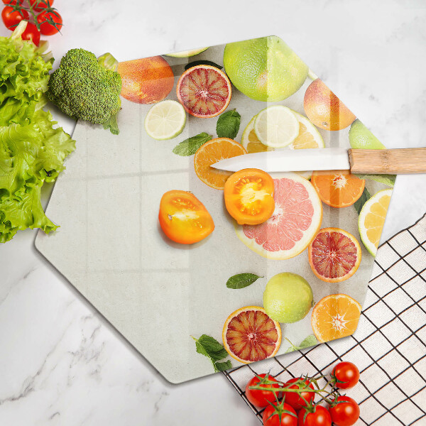 Kuchynská doska veľká zo skla Citrusové ovocie