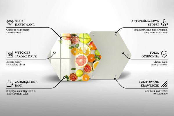 Kuchynská doska veľká zo skla Citrusové ovocie