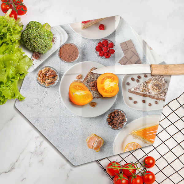 Kuchynská doska veľká zo skla Sladkosť koláča