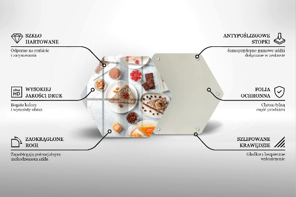 Kuchynská doska veľká zo skla Sladkosť koláča