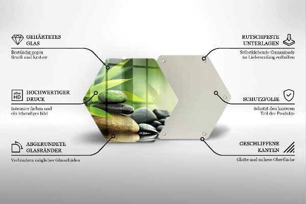 Kuchynská doska veľká zo skla Zen bambusové kamene