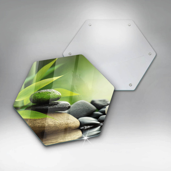 Kuchynská doska veľká zo skla Zen bambusové kamene