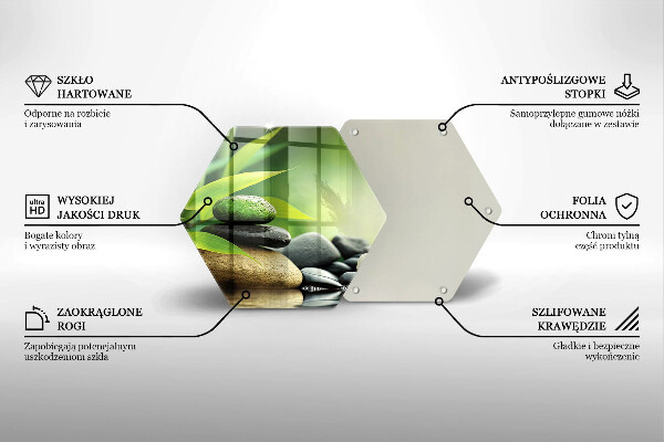 Kuchynská doska veľká zo skla Zen bambusové kamene