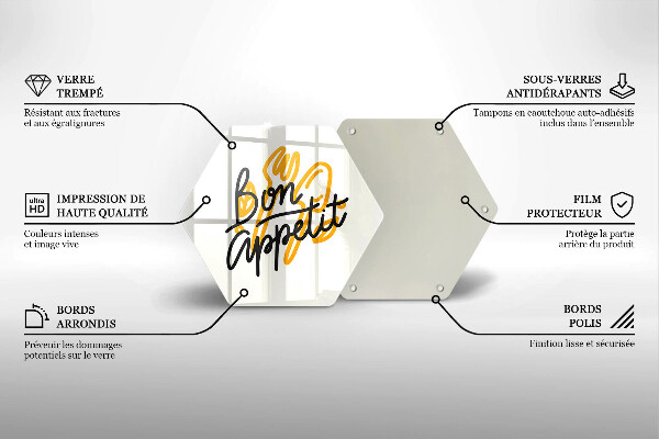 Kuchynská doska veľká zo skla Nápis Bon Appetit
