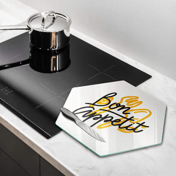 Kuchynská doska veľká zo skla Nápis Bon Appetit