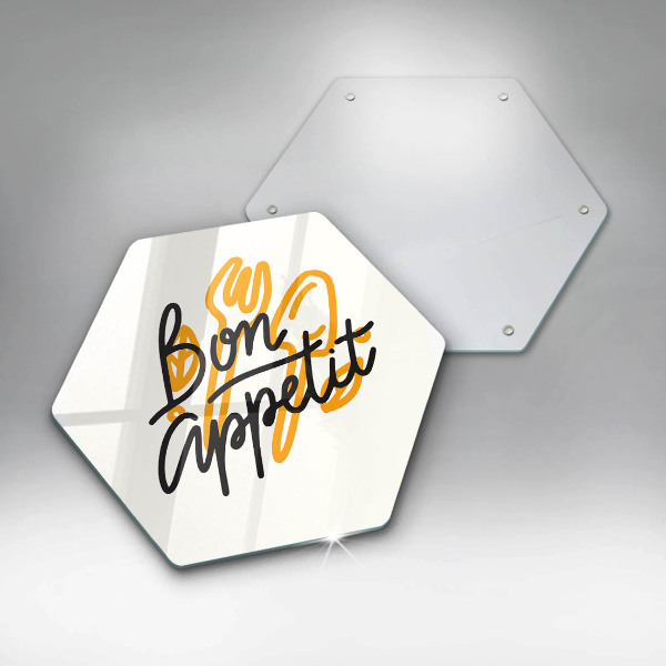 Kuchynská doska veľká zo skla Nápis Bon Appetit