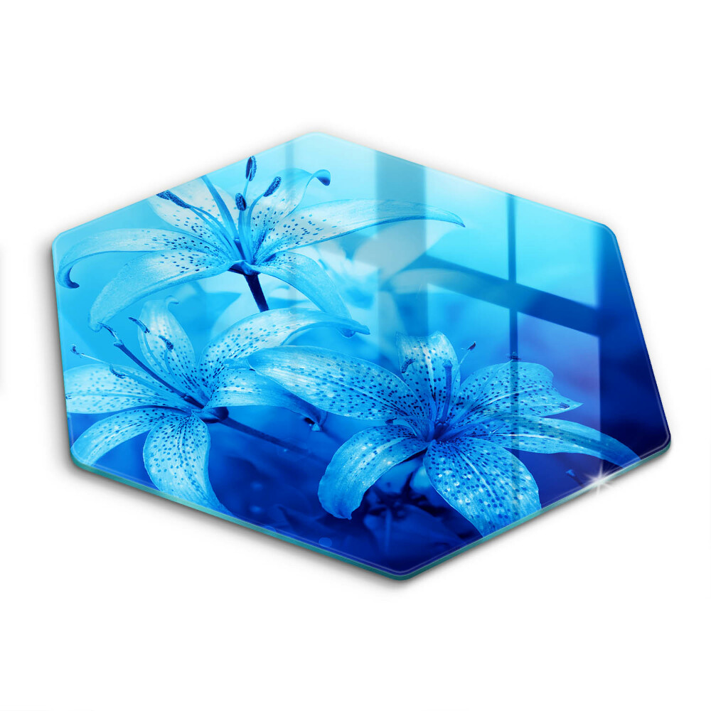 Kuchynská doska veľká zo skla Modré kvety