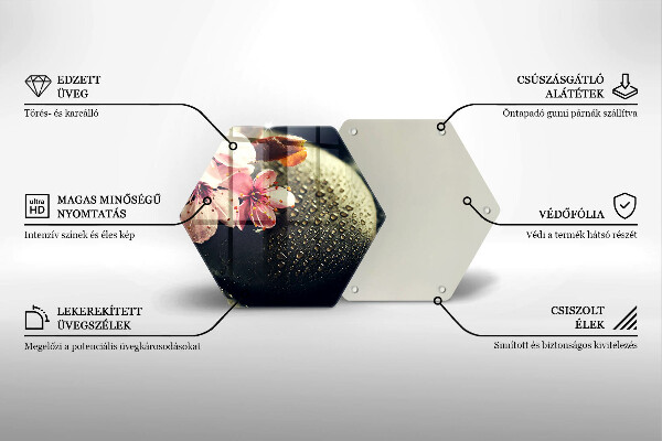 Kuchynská doska veľká zo skla Kvety zenové kamene