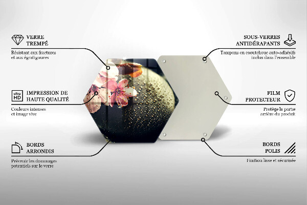 Kuchynská doska veľká zo skla Kvety zenové kamene