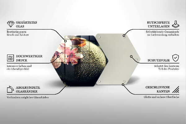 Kuchynská doska veľká zo skla Kvety zenové kamene