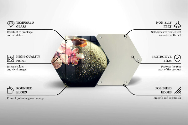 Kuchynská doska veľká zo skla Kvety zenové kamene