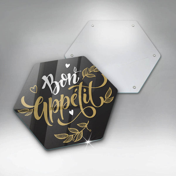 Kuchynská doska veľká zo skla Nápis Bon Appetit