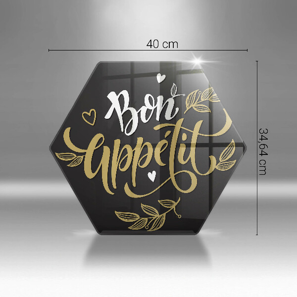 Kuchynská doska veľká zo skla Nápis Bon Appetit