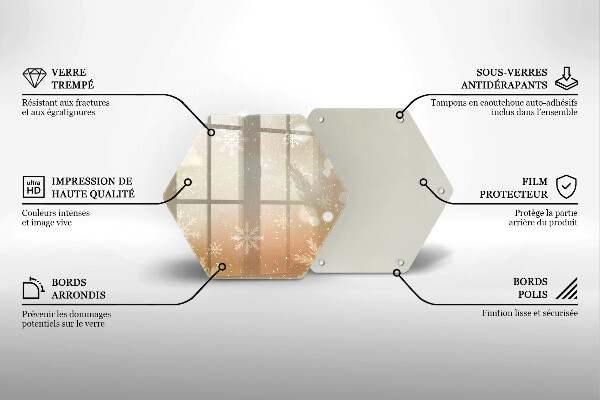 Kuchynská doska veľká zo skla Snehové vločky