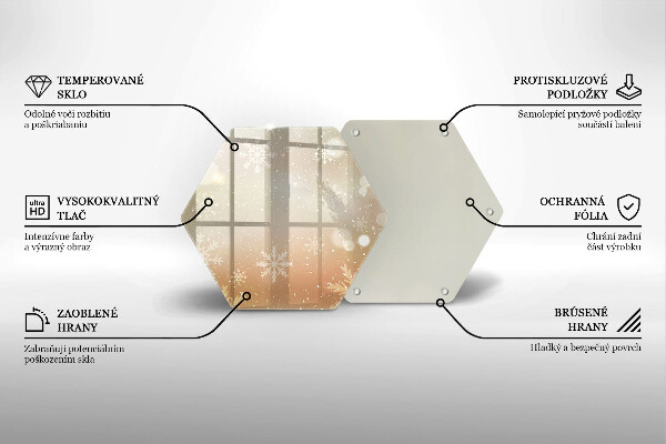 Kuchynská doska veľká zo skla Snehové vločky