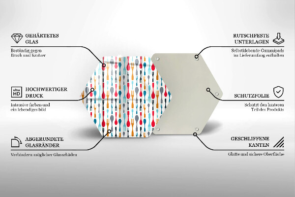 Kuchynská doska veľká zo skla Ilustrácia lyžice