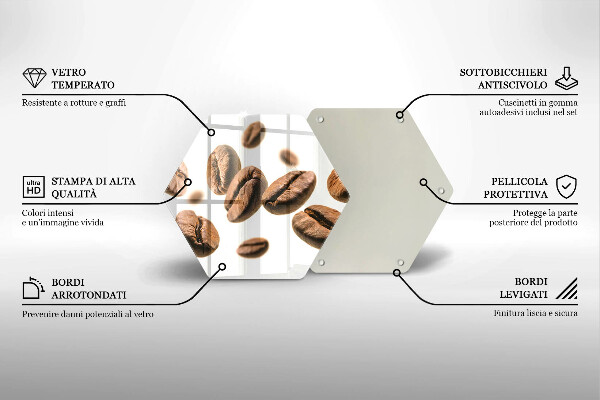 Kuchynská doska veľká zo skla Kávové zrná