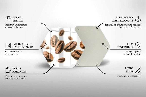 Kuchynská doska veľká zo skla Kávové zrná