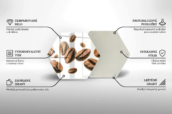 Kuchynská doska veľká zo skla Kávové zrná
