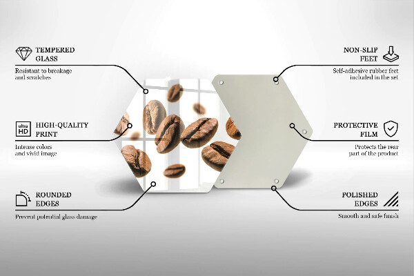 Kuchynská doska veľká zo skla Kávové zrná