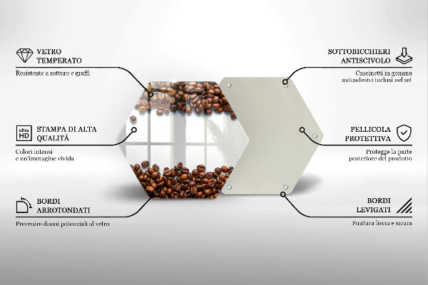 Kuchynská doska veľká zo skla Kávové zrná