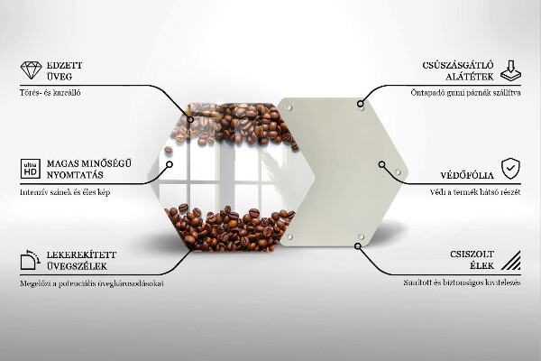 Kuchynská doska veľká zo skla Kávové zrná