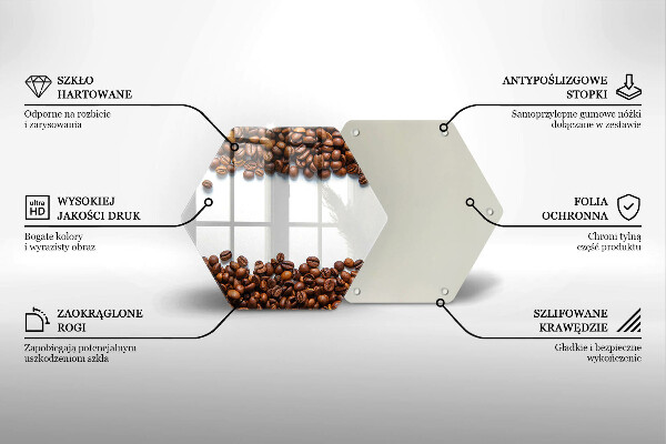 Kuchynská doska veľká zo skla Kávové zrná