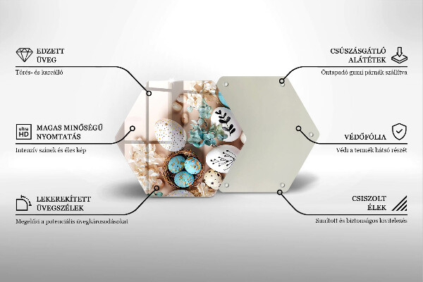 Kuchynská doska veľká zo skla Veľkonočné ozdoby