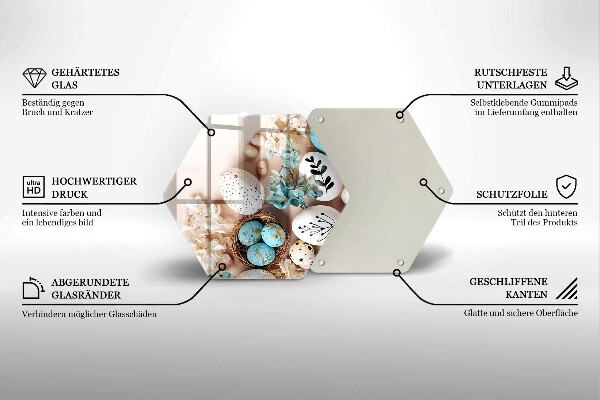 Kuchynská doska veľká zo skla Veľkonočné ozdoby