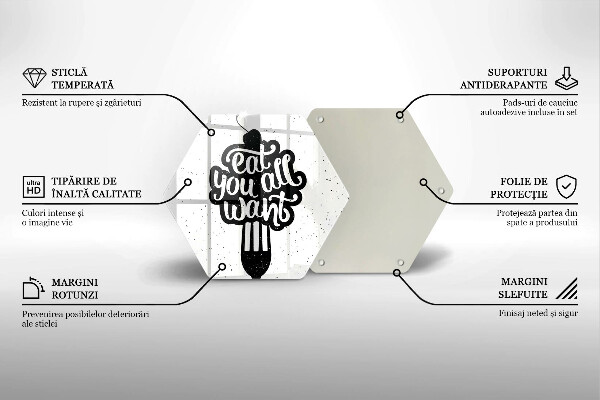 Kuchynská doska veľká zo skla Nápis Eat all you want