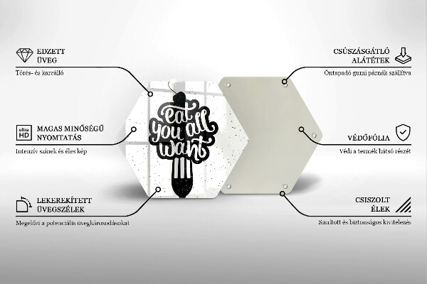 Kuchynská doska veľká zo skla Nápis Eat all you want