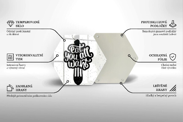 Kuchynská doska veľká zo skla Nápis Eat all you want