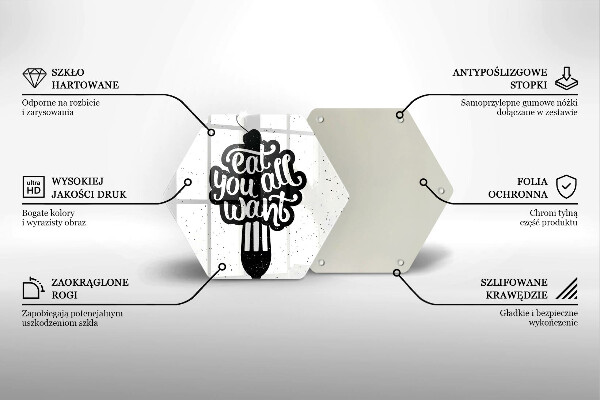 Kuchynská doska veľká zo skla Nápis Eat all you want