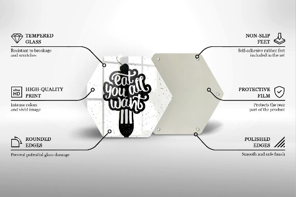 Kuchynská doska veľká zo skla Nápis Eat all you want