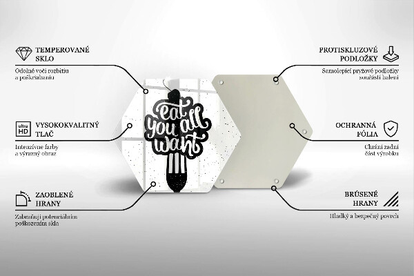 Kuchynská doska veľká zo skla Nápis Eat all you want