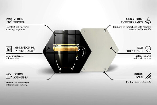 Kuchynská doska veľká zo skla Pohárik čiernej kávy