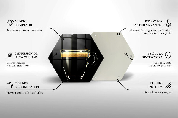 Kuchynská doska veľká zo skla Pohárik čiernej kávy