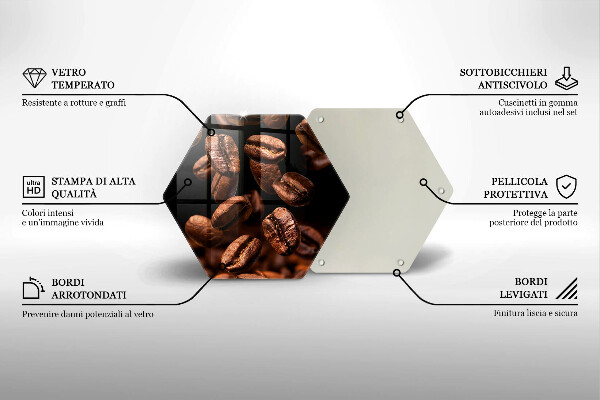 Kuchynská doska veľká zo skla Hnedé kávové zrná